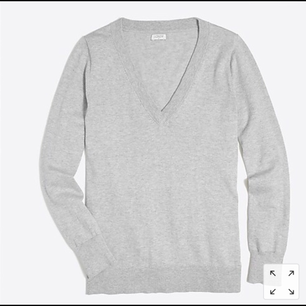 NWT JCrew Grey Cotton V- Neck Sweater XXS